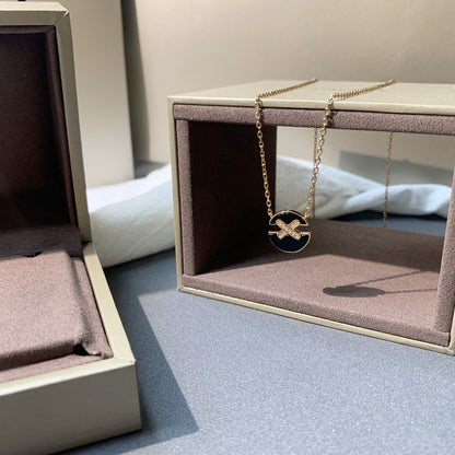 [Charm Aries Jewelry]JEUX DE PINK GOLD DIAMOND NECKLACE