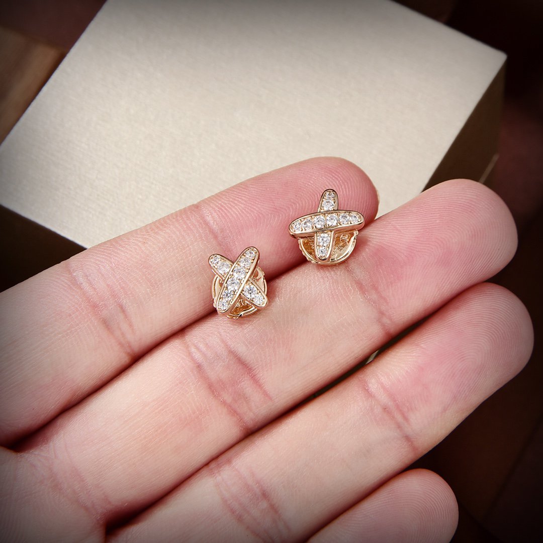[Charm Aries Jewelry]JEUX DE GOLD DIAMOND EARRINGS