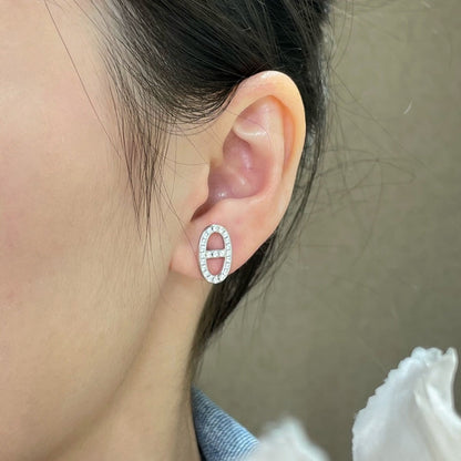 [Charm Aries Jewelry]HM FULL DIAMOND PIG NOSE STUD EARRINGS
