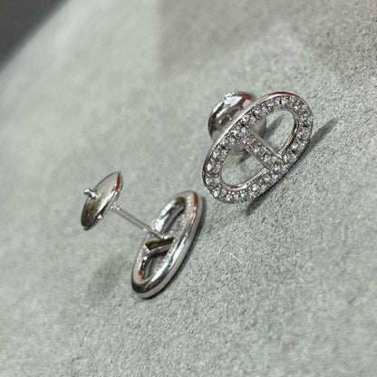 [Charm Aries Jewelry]HM FULL DIAMOND PIG NOSE STUD EARRINGS