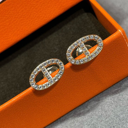 [Charm Aries Jewelry]HM FULL DIAMOND PIG NOSE STUD EARRINGS