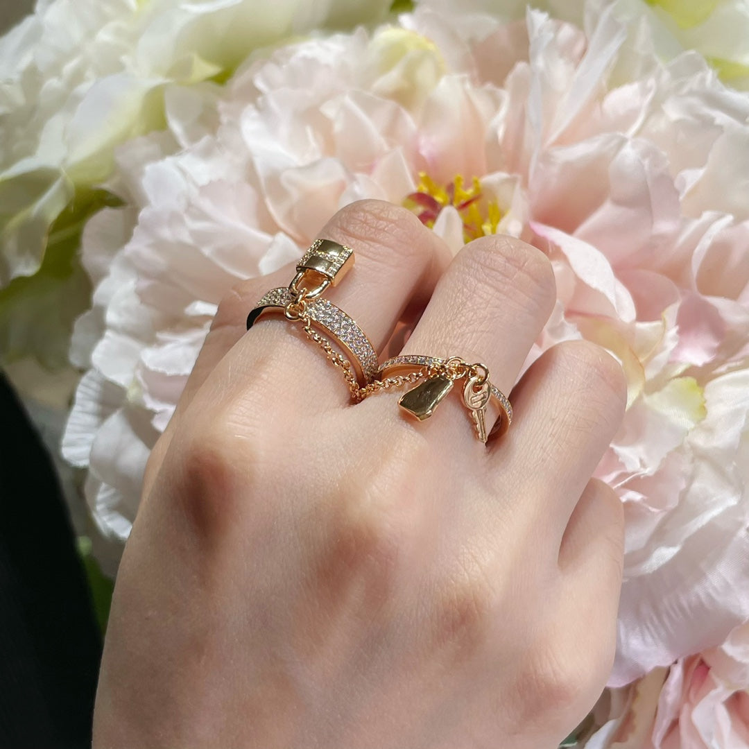 [Charm Aries Jewelry]HM KELLY CLOCHETTE DOUBLE RING IN  WITH DIAMONDS