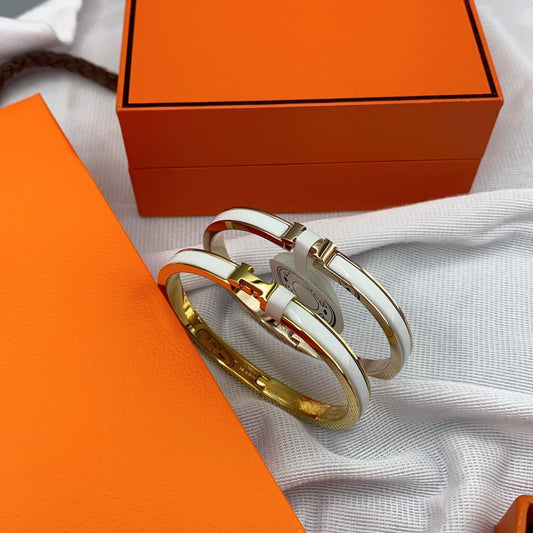[Charm Aries Jewelry]CLASSIC HM CLIC WHITE 8MM ENAMEL BRACELET