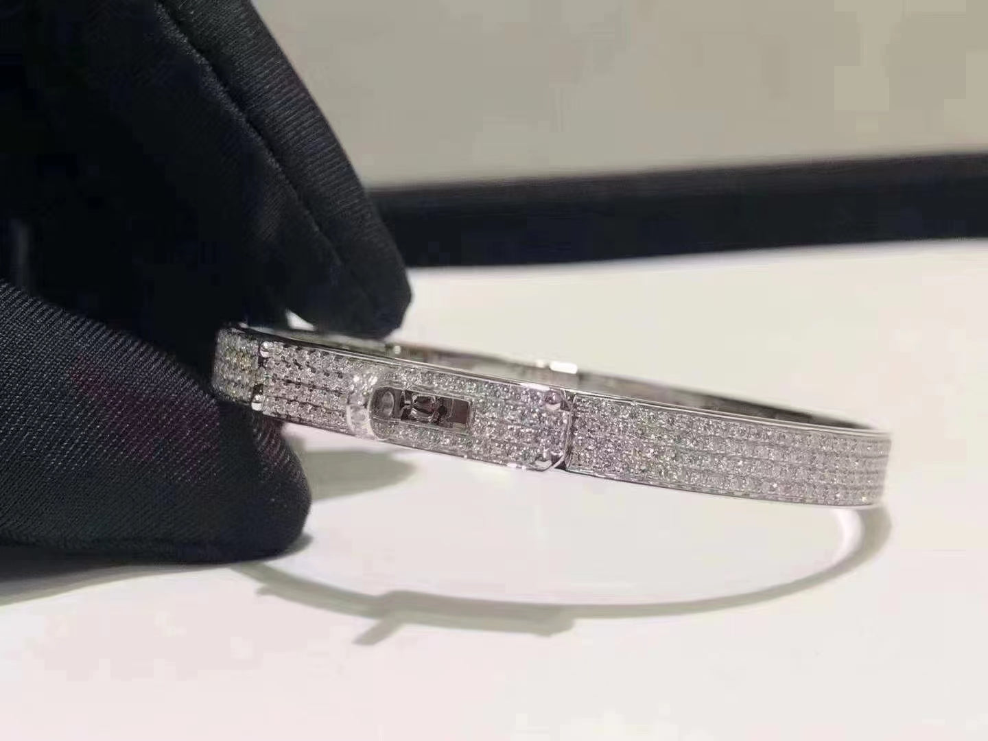 [Charm Aries Jewelry]HM KELLY BRACELET IN SILVER AND FULL PAVE DIAMOND
