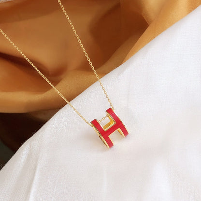 [Charm Aries Jewelry]HM CLIC RED ENAMEL GOLD NECKLACE