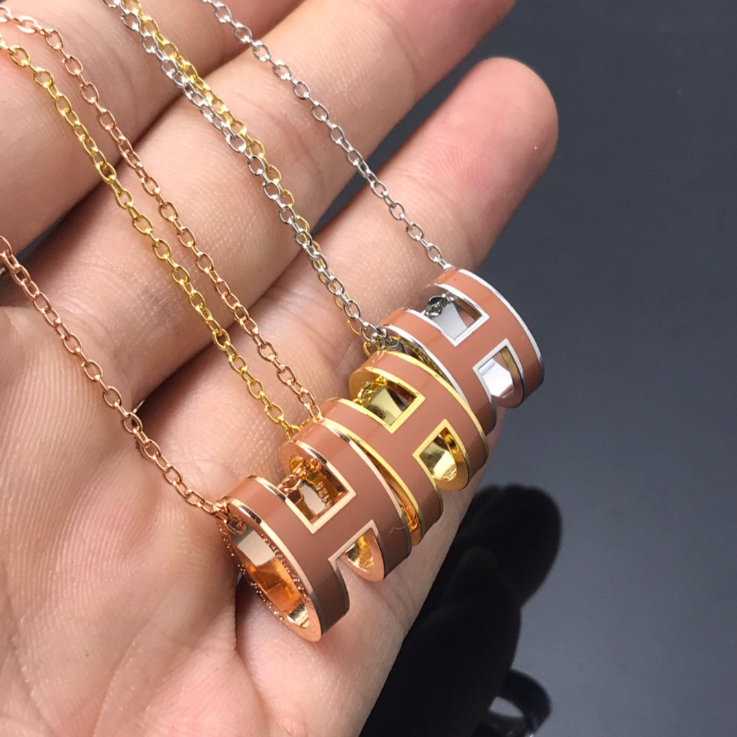 [Charm Aries Jewelry]H NECKLACE BROWN