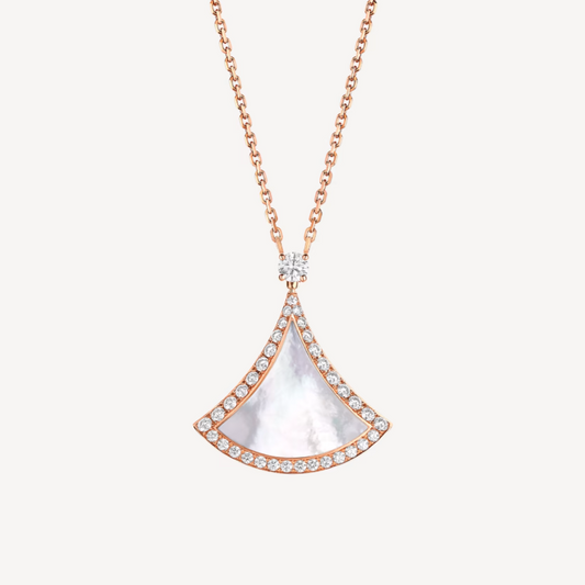 [Charm Aries Jewelry]DREAM MOP DIAMOND PAVED PINK GOLD NECKLACE