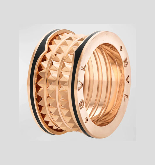 [Charm Aries Jewelry]ZERO 1 ROCK BLACK CERAMIC PINK GOLD LARGE MODEL