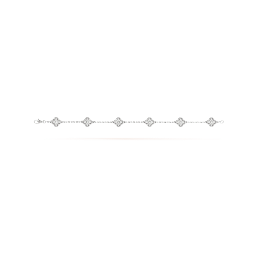 [Charm Aries Jewelry]CLOVER 6 MOTIF SILVER DIAMOND BRACELET