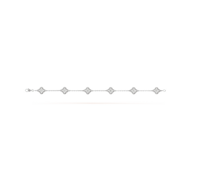 [Charm Aries Jewelry]CLOVER 6 MOTIF SILVER DIAMOND BRACELET