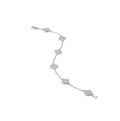 [Charm Aries Jewelry]CLOVER 6 MOTIF SILVER DIAMOND BRACELET