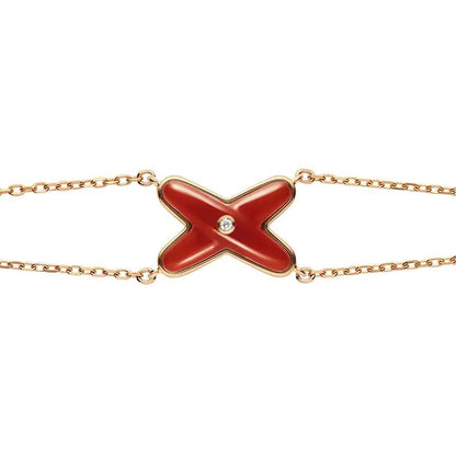 [Charm Aries Jewelry]JEUX BRACELET CARNELIAN PINK GOLD 1 DIAMOND