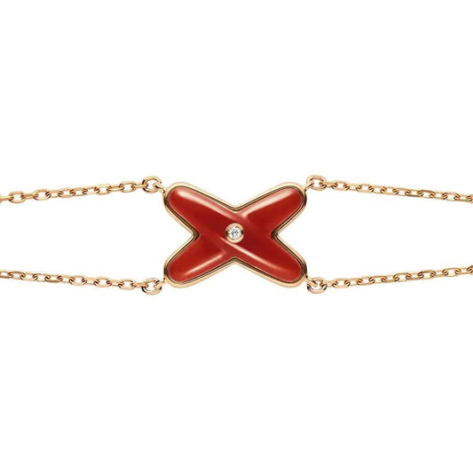 [Charm Aries Jewelry]JEUX BRACELET CARNELIAN PINK GOLD 1 DIAMOND