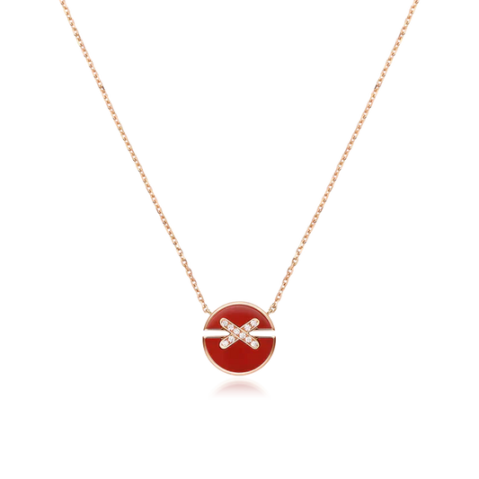 [Charm Aries Jewelry]JEUX DE ROSE GOLD DIAMOND NECKLACE