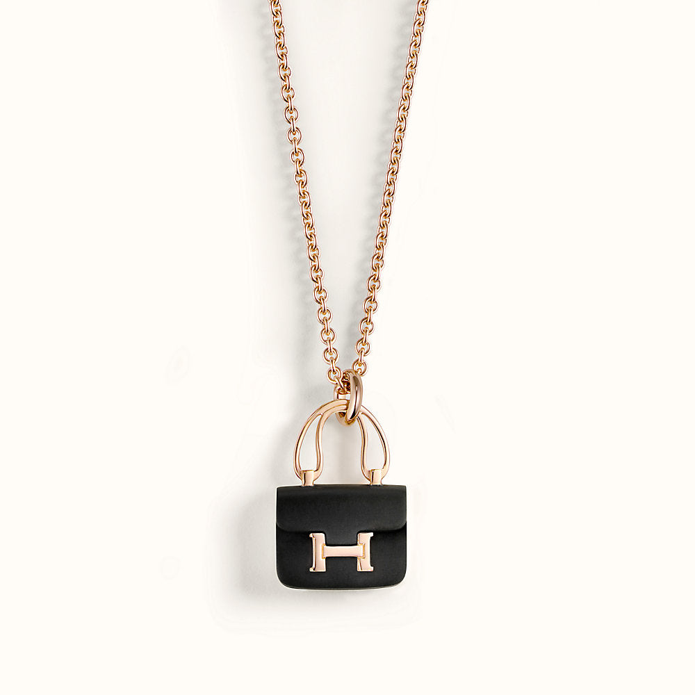 [Charm Aries Jewelry]CONSTANCE BLACK PEDANT PINK GOLD NECKLACE