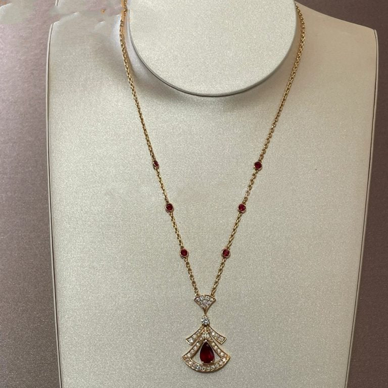 [Charm Aries Jewelry]DREAM NECKLACE CARNELIAN DIAMOND PINK GOLD