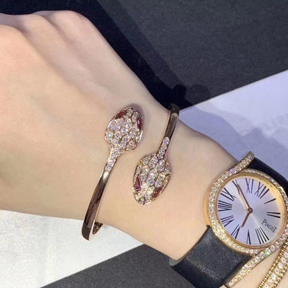 [Charm Aries Jewelry]SERPENTI BRACELET PINK GOLD DIAMOND DOUBLE SNAKE