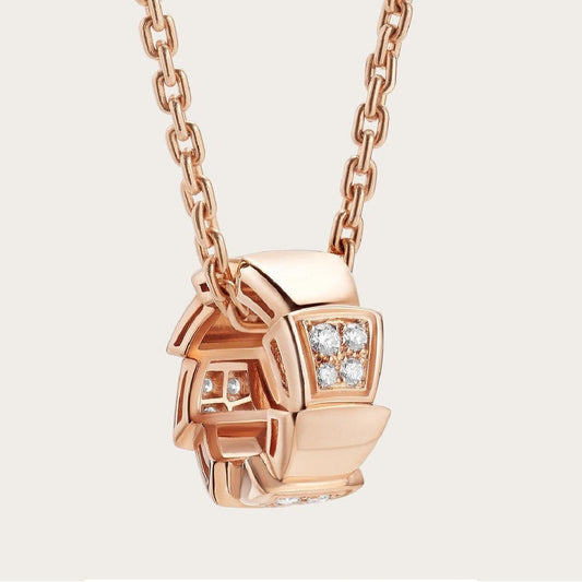 [Charm Aries Jewelry]SERPENTI PEDANT DIAMOND PINK GOLD NECKLACE