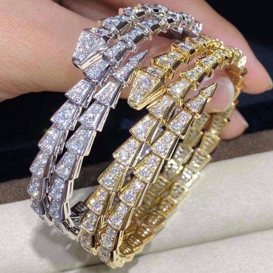 [Charm Aries Jewelry]SERPENTI BRACELET GOLD DIAMOND DOUBLE ROW