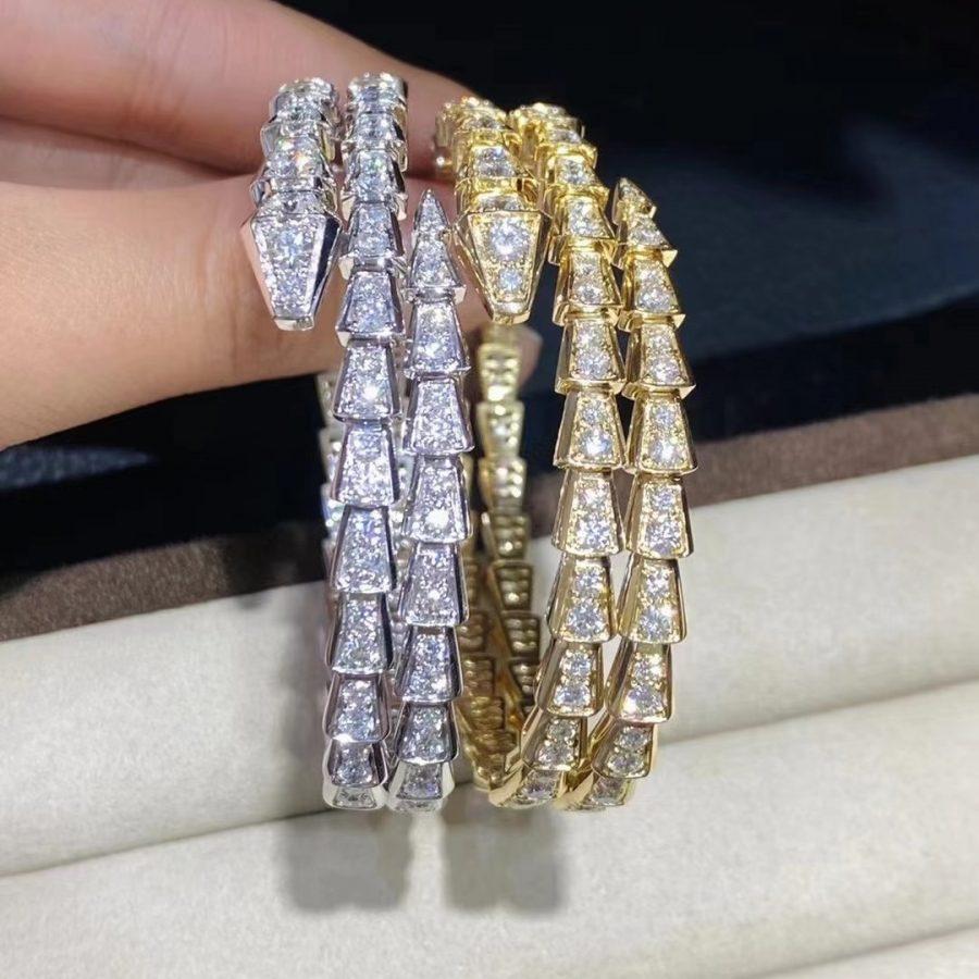 [Charm Aries Jewelry]SERPENTI BRACELET GOLD DIAMOND DOUBLE ROW