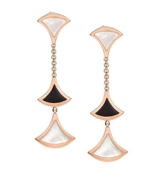 [Charm Aries Jewelry]DREAM EARRINGS 3 MOTIFS ONYX MOP PINK GOLD