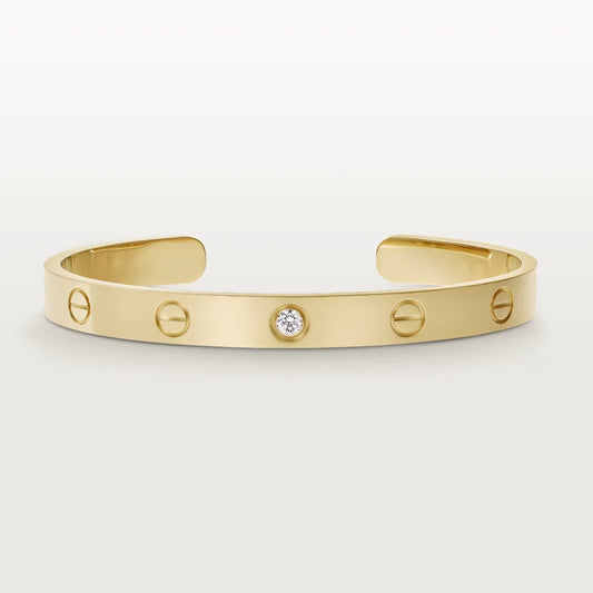 [Charm Aries Jewelry]LOVE BRACELET 6.1MM 1 DIAMOND OPEN CUFF