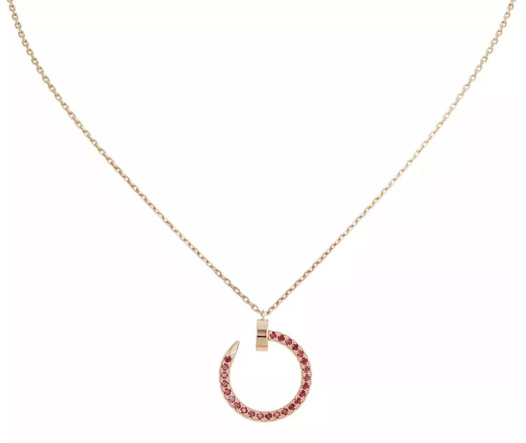 [Charm Aries Jewelry]JUSTE NECKLACE GOLD RED DIAMONDS