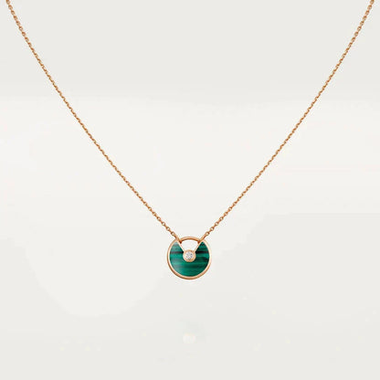 [Charm Aries Jewelry]AMULETTE ROSE GOLD MALACHITE NECKLACE