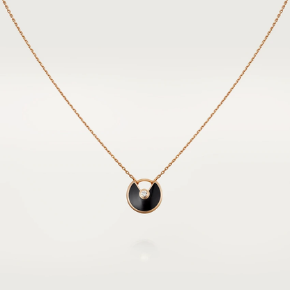 [Charm Aries Jewelry]AMULETTE ROSE GOLD ONYX NECKLACE