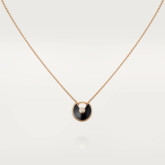 [Charm Aries Jewelry]AMULETTE ROSE GOLD ONYX NECKLACE