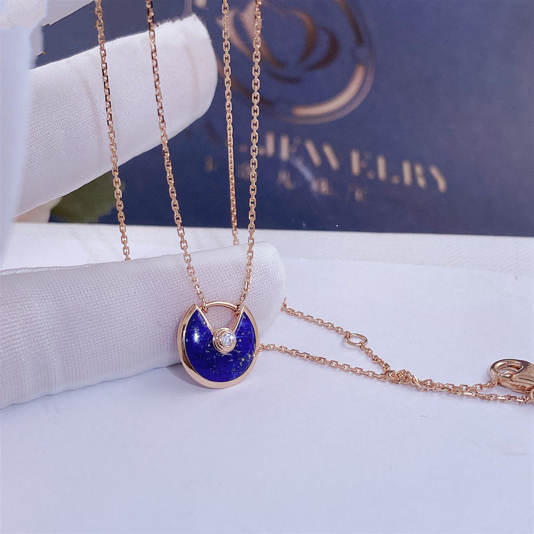 [Charm Aries Jewelry]AMULETTE ROSE GOLD AGATE NECKLACE