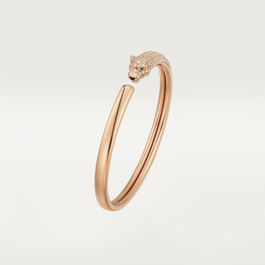 [Charm Aries Jewelry]PANTHERE ROSE GOLD DIAMOND OPEN BRACELET