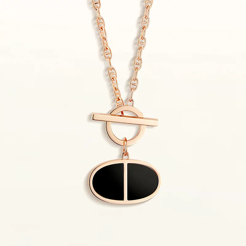[Charm Aries Jewelry]CHAINE VERSO BLACK CERAMIC NECKLACE