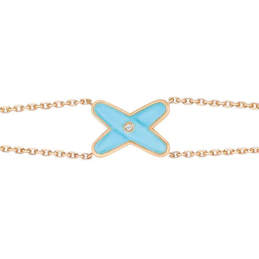 [Charm Aries Jewelry]JEUX BRACELET TURQUOISE PINK GOLD 1 DIAMOND