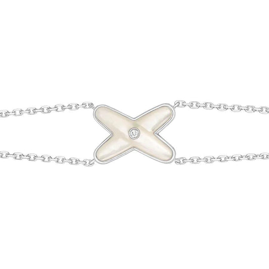 [Charm Aries Jewelry]JEUX BRACELET WHITE MOP SILVER 1 DIAMOND