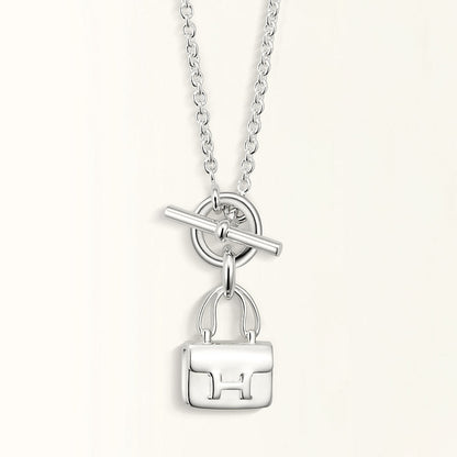 [Charm Aries Jewelry]POP H PEDANT SILVER NECKLACE