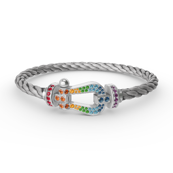 [Charm Aries Jewelry]FORC LARGE HORSESHOE  COLORED DIAMOND BRACELET SILVER