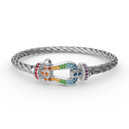 [Charm Aries Jewelry]FORC LARGE HORSESHOE  COLORED DIAMOND BRACELET SILVER