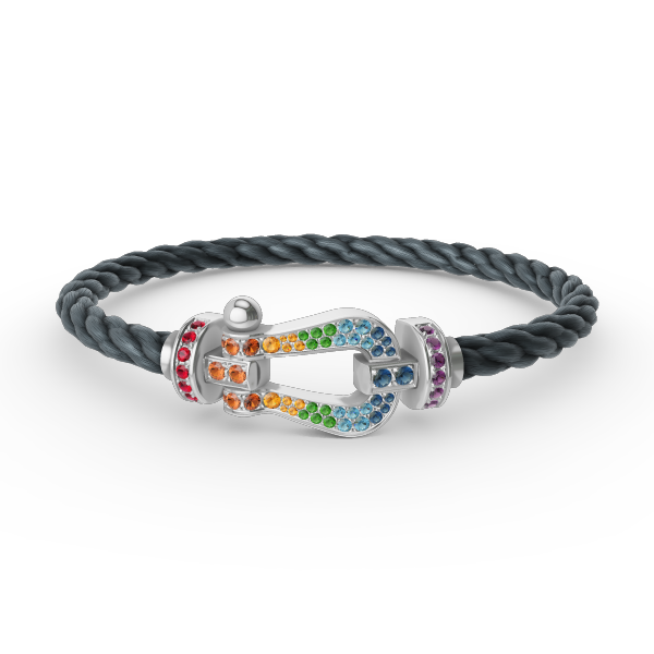 [Charm Aries Jewelry]FORC LARGE HORSESHOE  COLORED DIAMOND BRACELET SILVER
