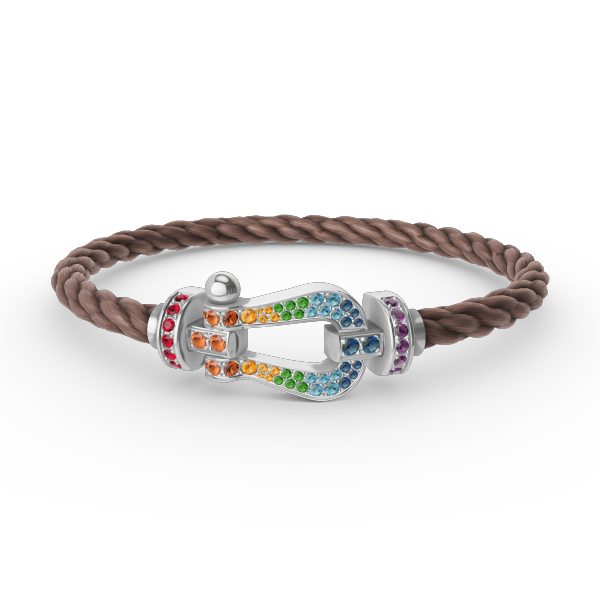 [Charm Aries Jewelry]FORC LARGE HORSESHOE  COLORED DIAMOND BRACELET SILVER