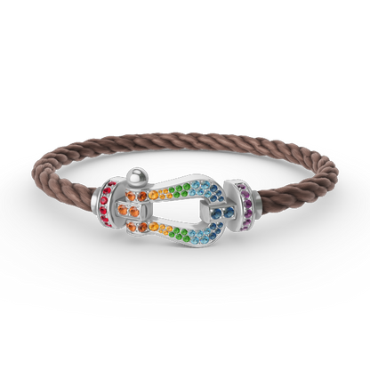 [Charm Aries Jewelry]FORC LARGE HORSESHOE  COLORED DIAMOND BRACELET SILVER