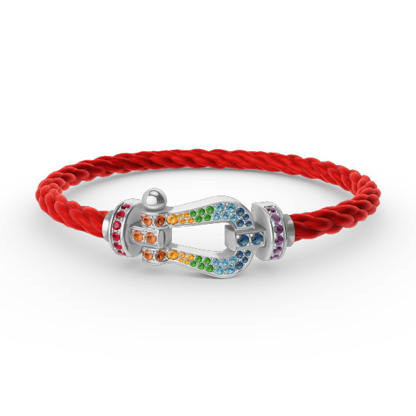 [Charm Aries Jewelry]FORC LARGE HORSESHOE  COLORED DIAMOND BRACELET SILVER