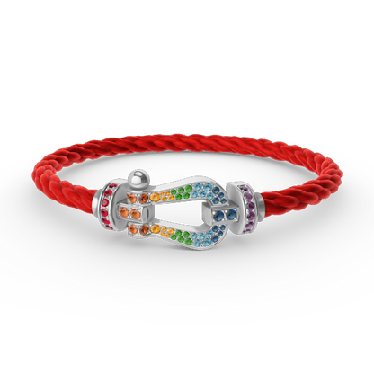 [Charm Aries Jewelry]FORC LARGE HORSESHOE  COLORED DIAMOND BRACELET SILVER