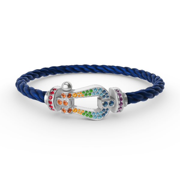 [Charm Aries Jewelry]FORC LARGE HORSESHOE  COLORED DIAMOND BRACELET SILVER