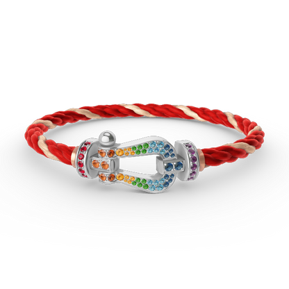 [Charm Aries Jewelry]FORC LARGE HORSESHOE  COLORED DIAMOND BRACELET SILVER