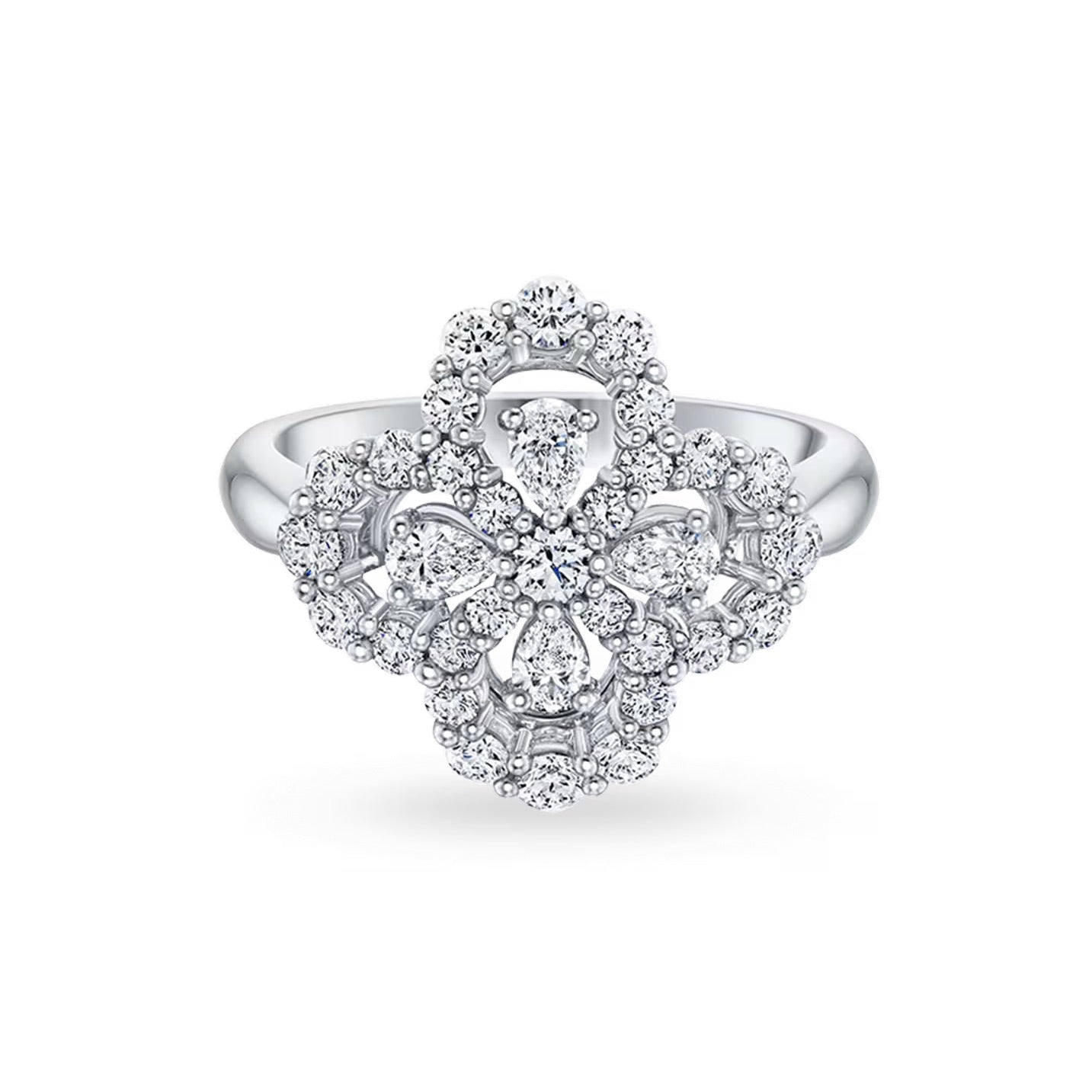 [Charm Aries Jewelry]LOOP RING FULL MOTIF DIAMOND 16MM SILVE