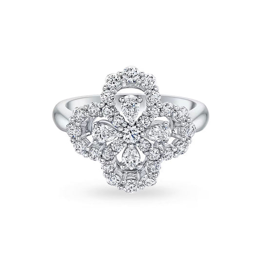 [Charm Aries Jewelry]LOOP RING FULL MOTIF DIAMOND 16MM SILVE