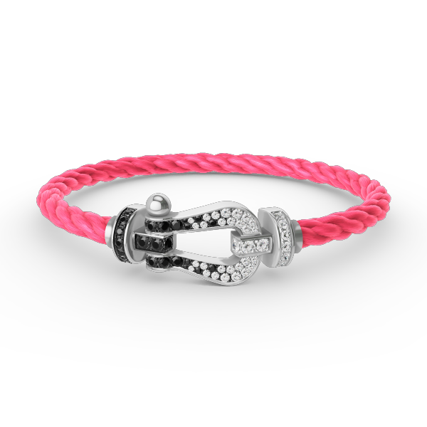 [Charm Aries Jewelry]FORCE LARGE HORSESHOE BLACK WHITE DIAMOND BRACELET SILVER