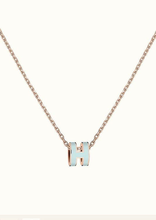 [Charm Aries Jewelry]POP H LIGHT BLUE NECKLACE