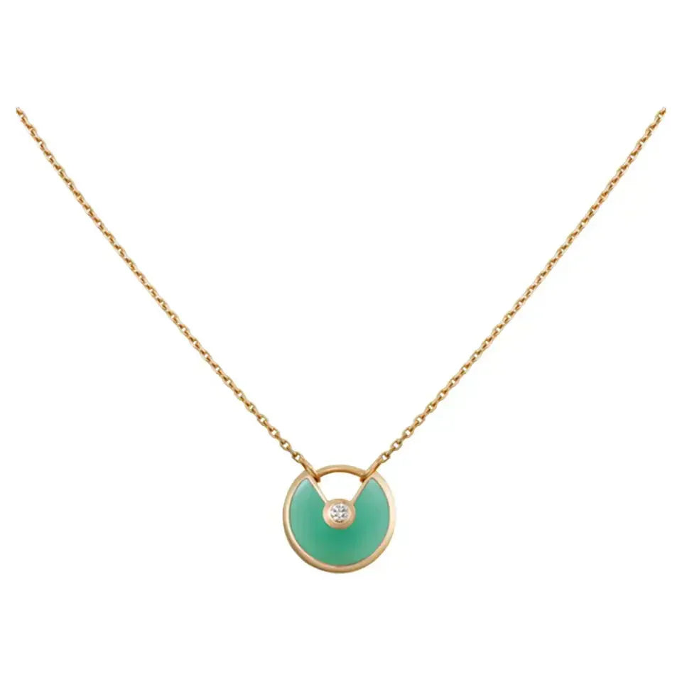 [Charm Aries Jewelry]AMULETTE GOLD MALACHITE NECKLACE